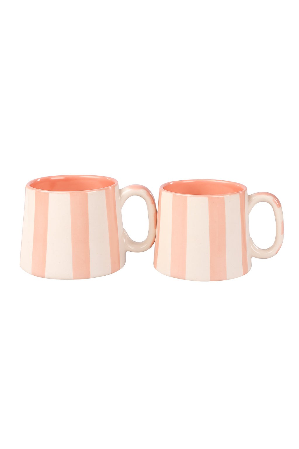 Ceramic Pink Stripe  Coffee cup- 220ml - 3.5 x 2.5 Inches (Set of 2)