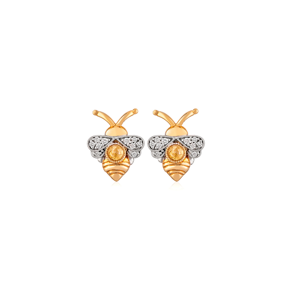 Bumble Bee Yellow Diamond Earrings