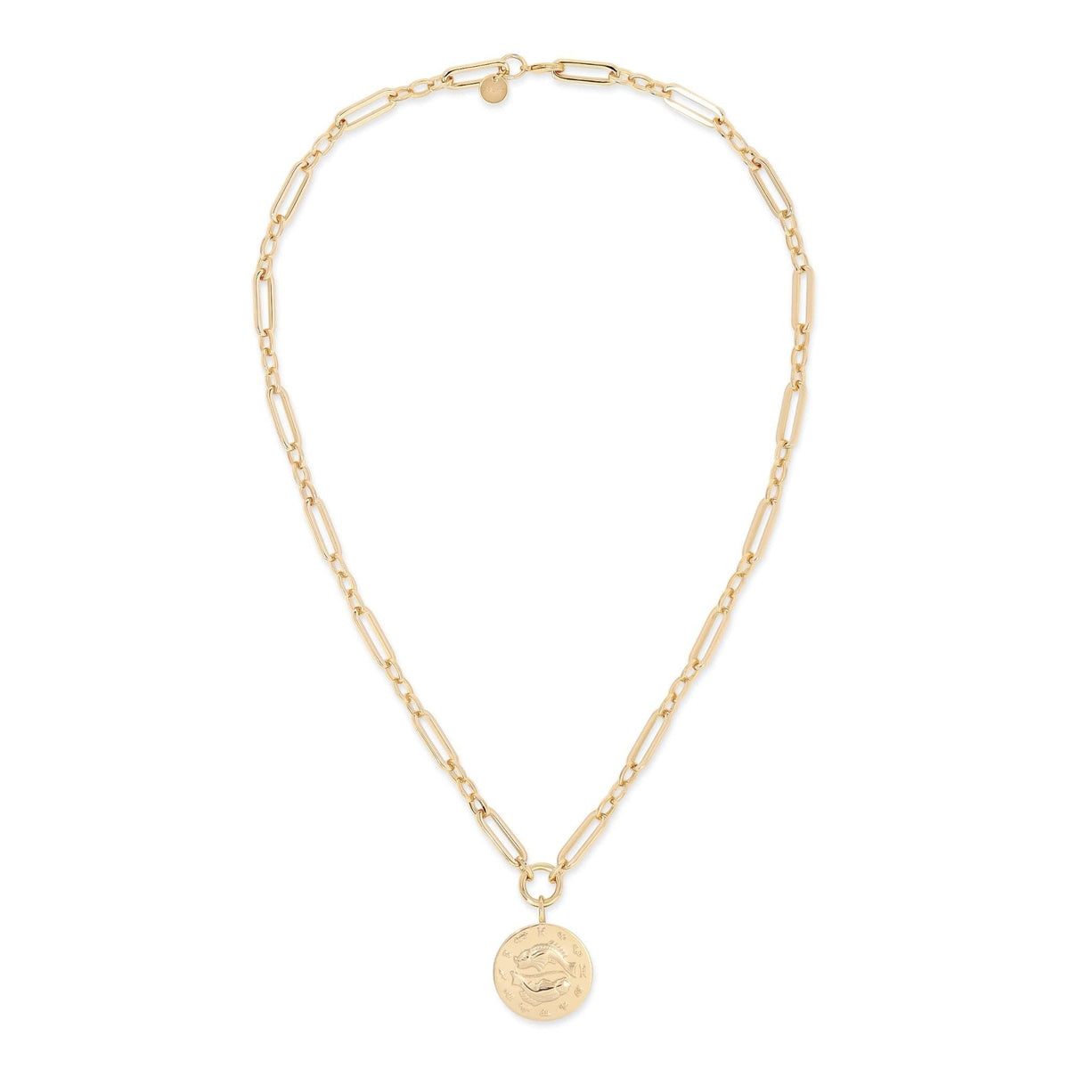 Gold chain necklace with coin pendant from the Zodiac Pendant Necklace collection