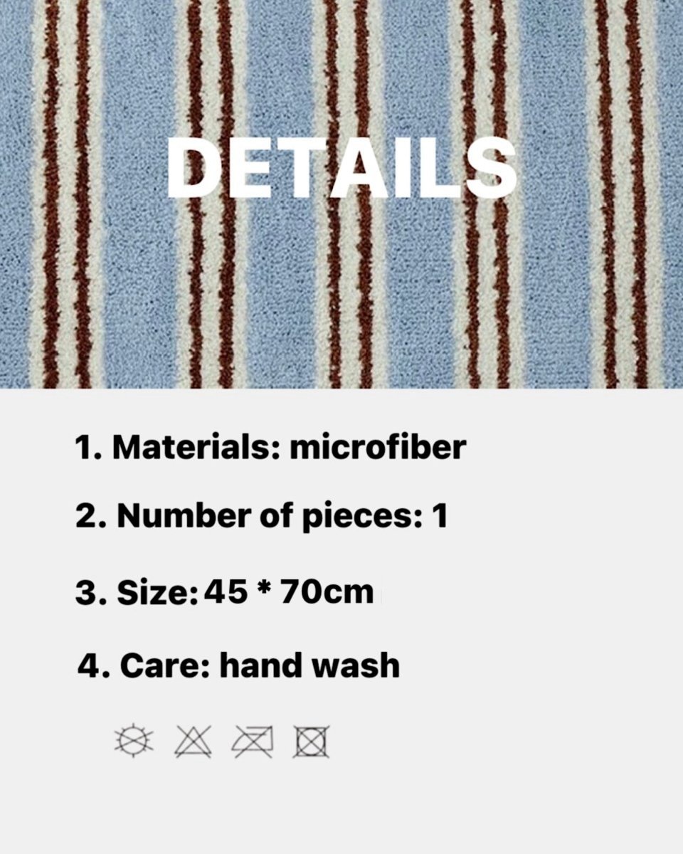Ultra Soft Retro Blue Stripe Bath Rug, Absorbent Mat - Retro Blue Stripe Bath Rug - INSPECIAL HOME