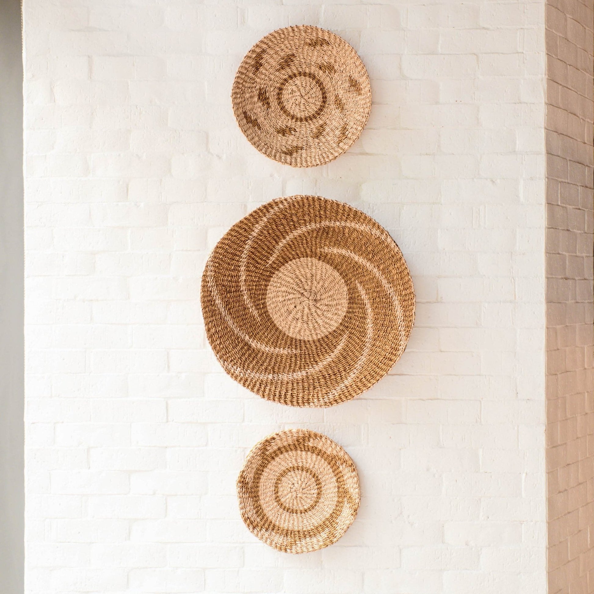 Wall Baskets - Natural + Brown Wall Baskets, Small - Round Wall Baskets | LIKHÂ - LIKHÂ