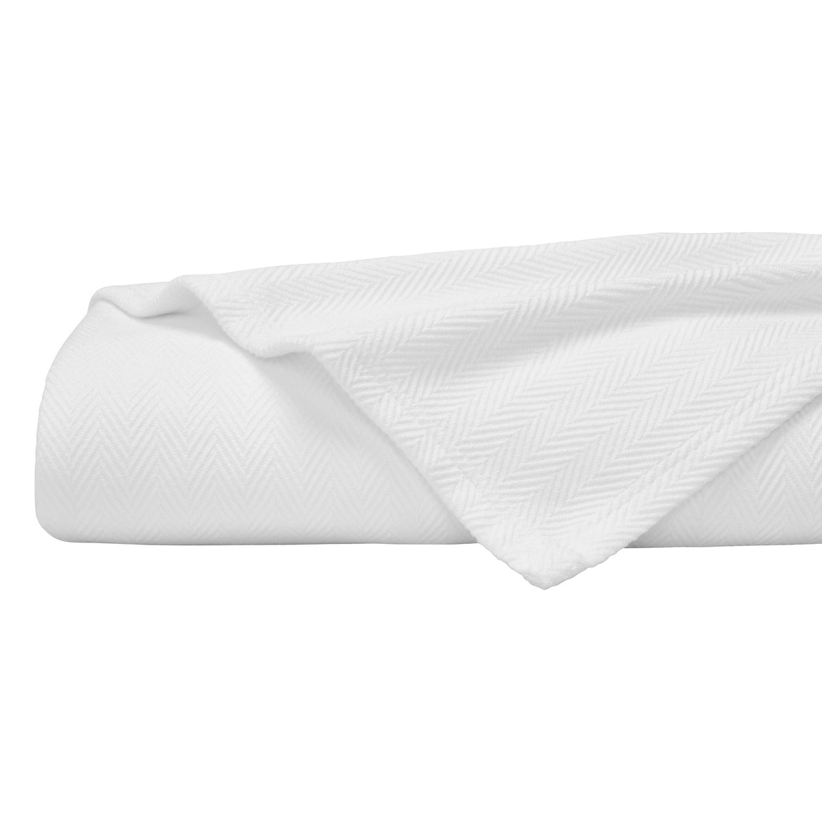 BL-865-9496_6|White herringbone textured blanket, neatly folded, ideal for cozy bedding or a stylish sofa throw. Soft and luxurious.