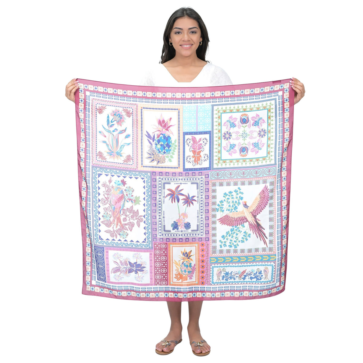 Pine Flamingo Scarf - Maroon