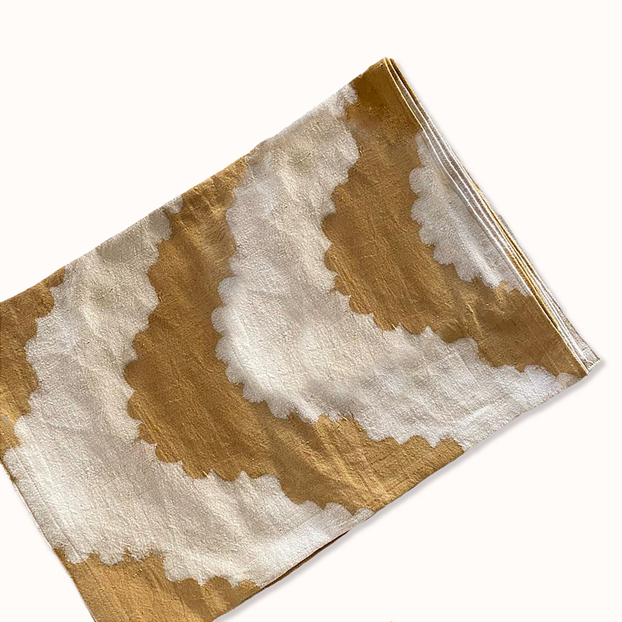 Hand-Printed Table Runner | Organic Cotton Linen - Golden Rays