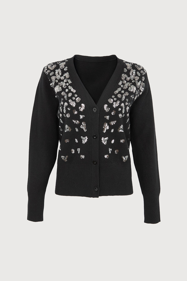Deco Drip Sparkle Cardigan - Black