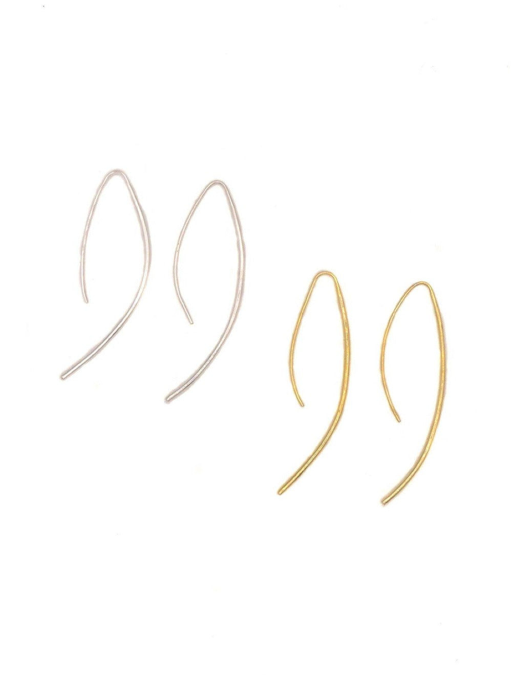 curved stick drop earrings brass_Fair Anita