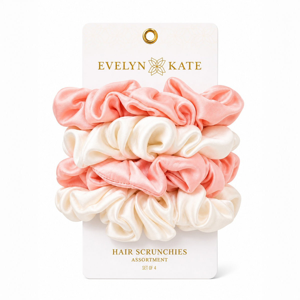 Hair Scrunchies: Solid Pink & White Assortment (Set of 4)