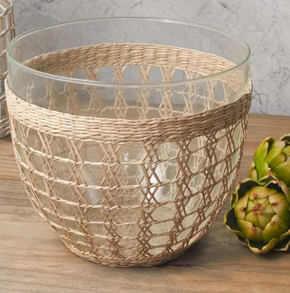 Seagrass Large Cage Salad Bowl Glass Seagrass Brand_Seagrass & Rattan Kitchen_Serveware Serving Pieces 6880-T8541SeagrassMediumCageSaladBowl