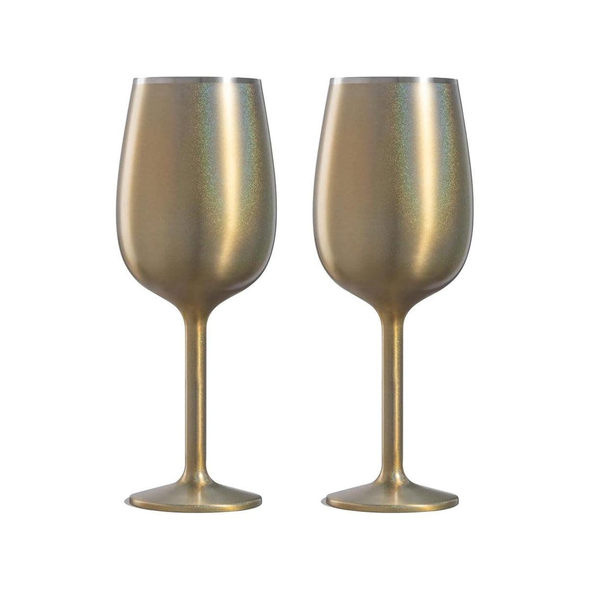 Stainless Steel Stemmed Wine Glass, Set of 2 - Gold