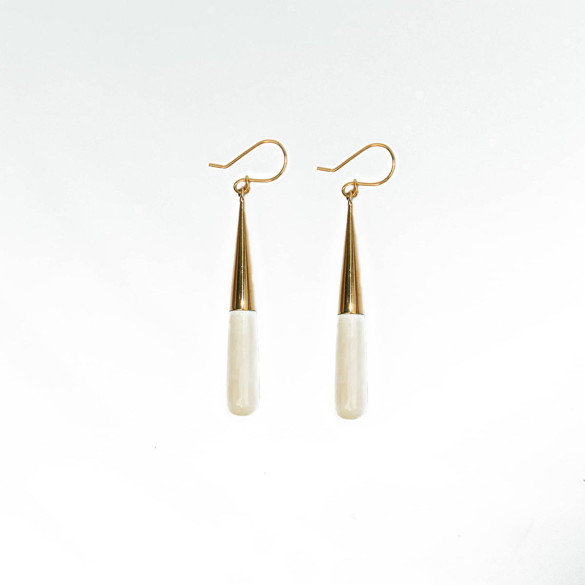 Brass & Horn Teardrop Dangle Earrings | Guru Ecodunia #color_white