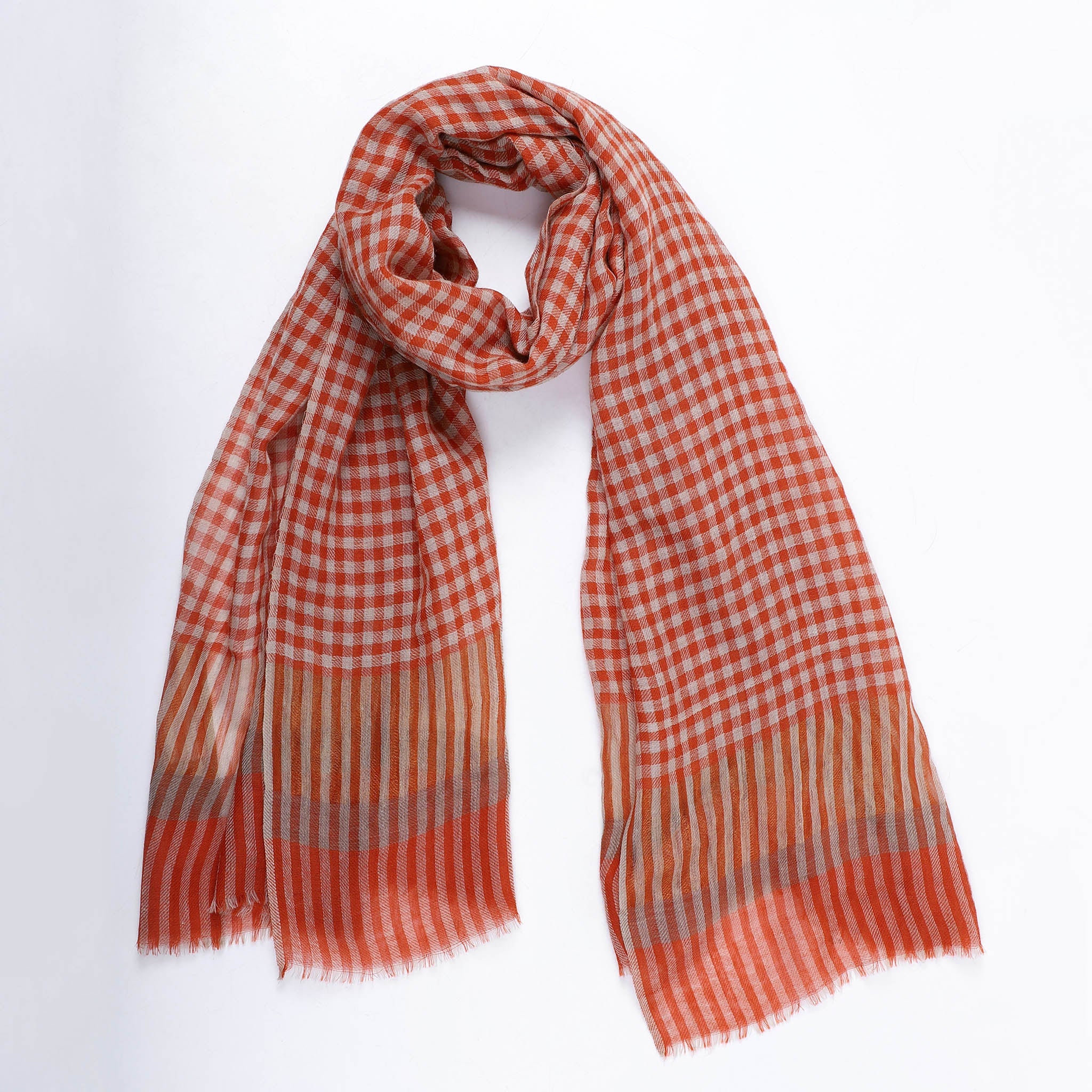 Classic Mini Plaid Scarf - Orange