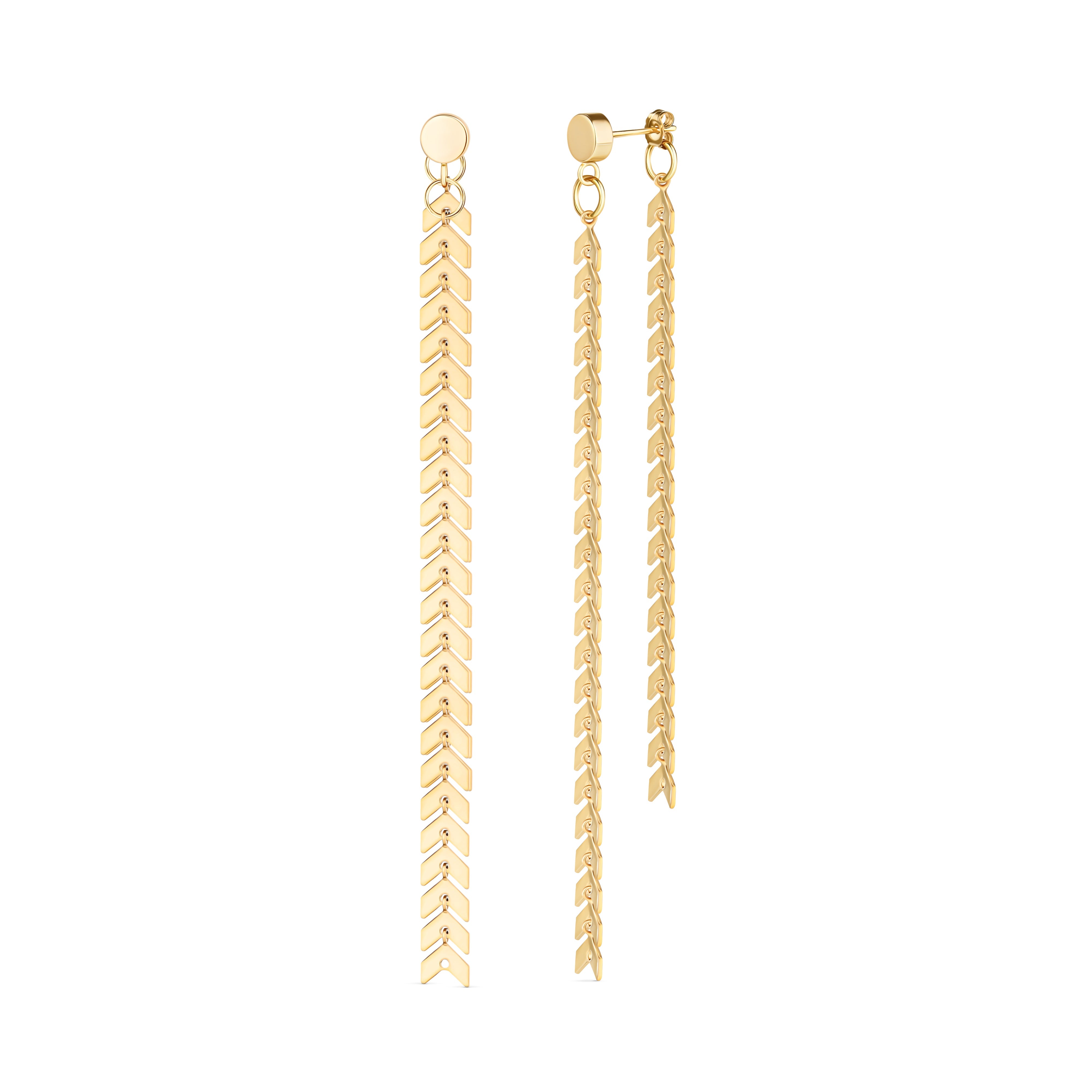 Elegante Gold Chevron Dangle Earrings