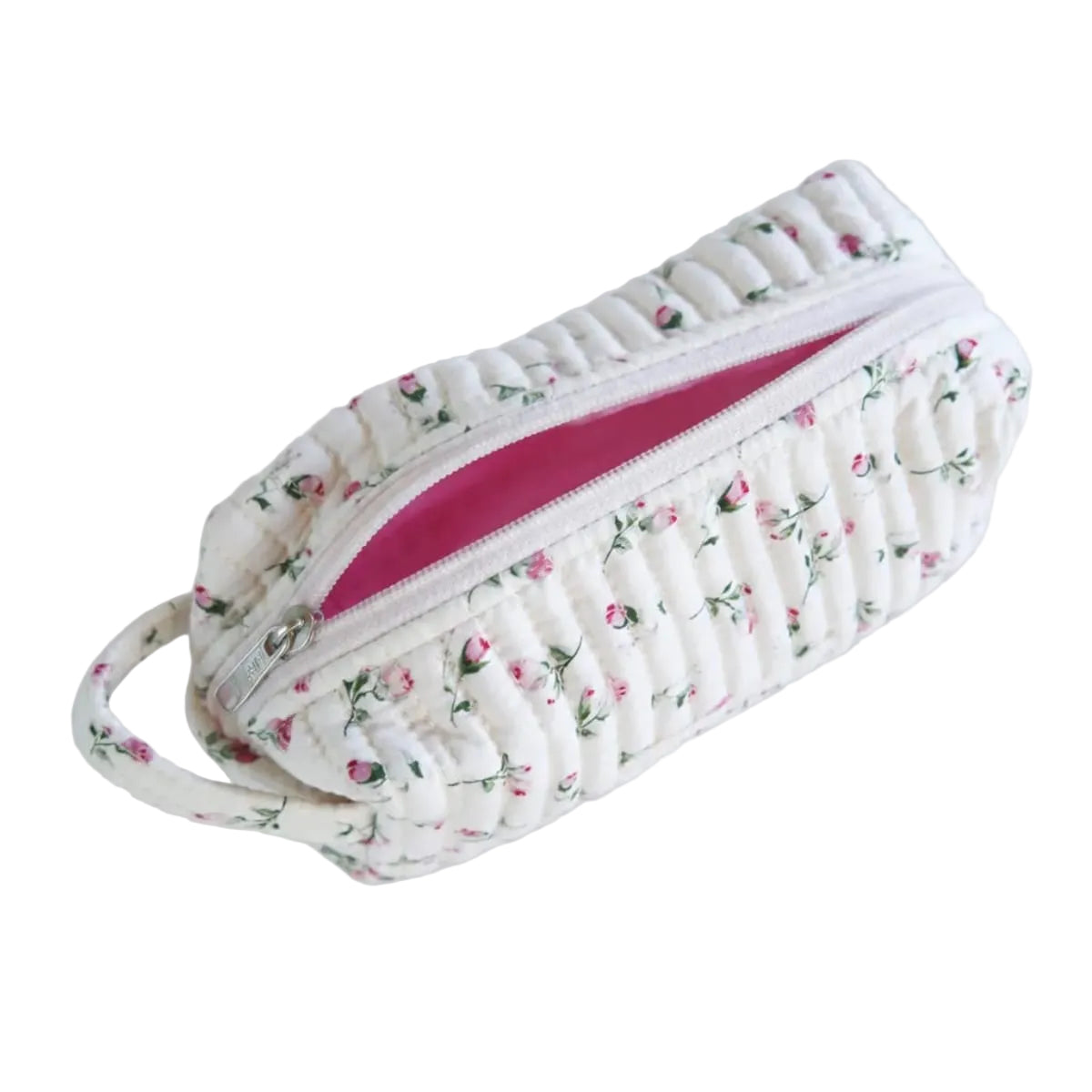 Cloud Rose Make-up Pouch Small detail — cloud rose floral print on premium cotton