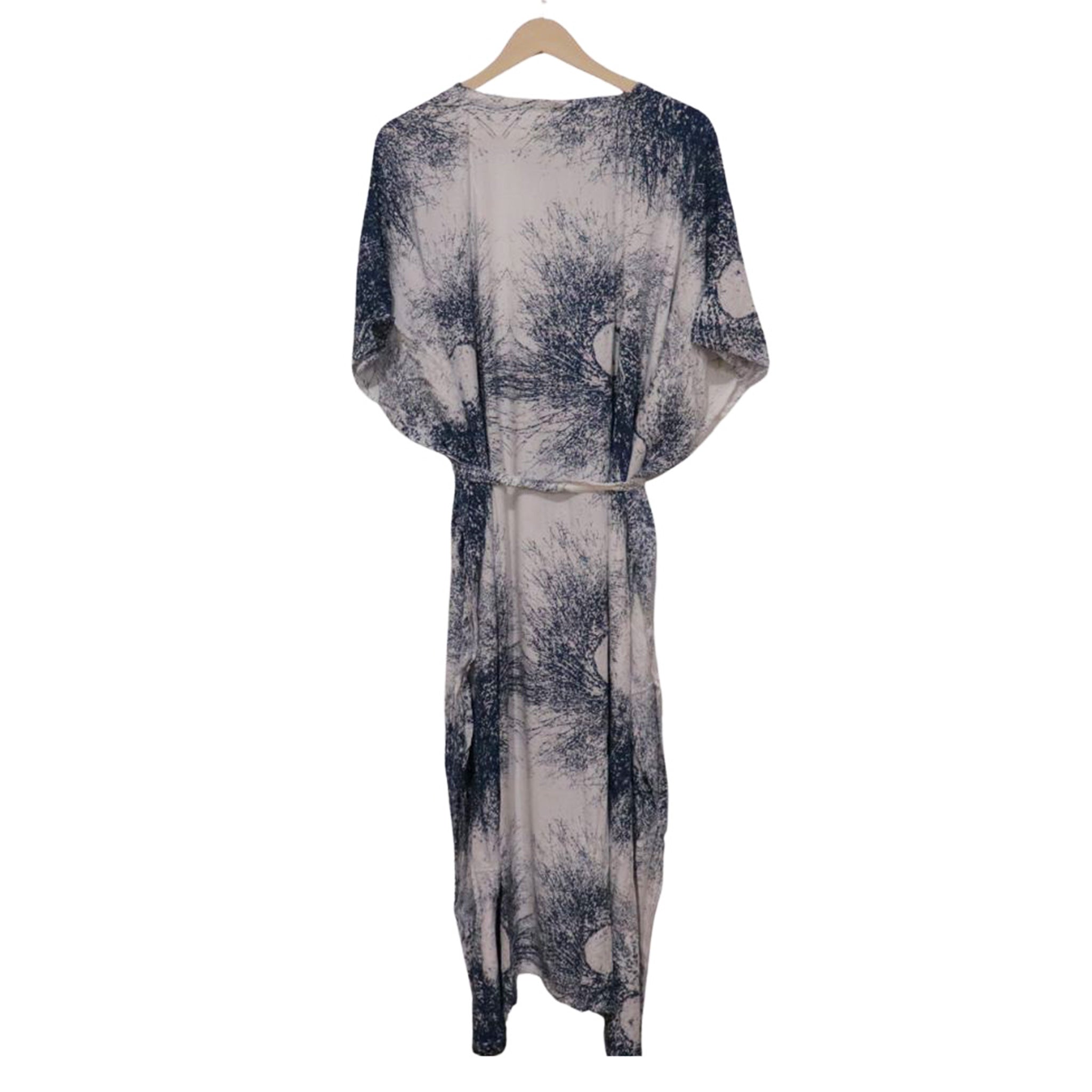 Hand Dyed Kaftan Dress Rayon Vegan Eco-friendly Material, Maxi, Long, Vine Navy
