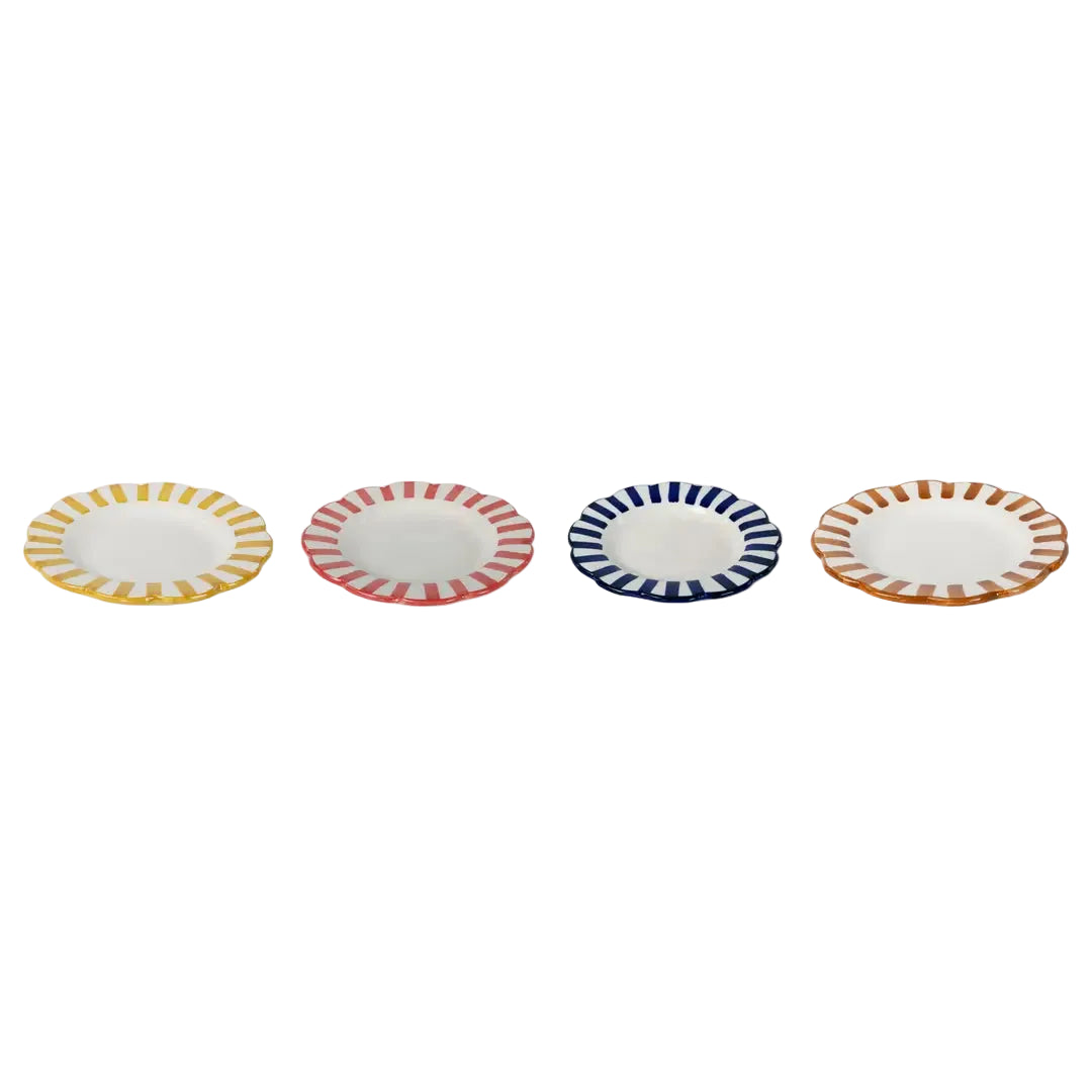 Ceramic Stripe Salad Plate, Red 8.25x8.25x1.25 Inches - Casa Amarosa