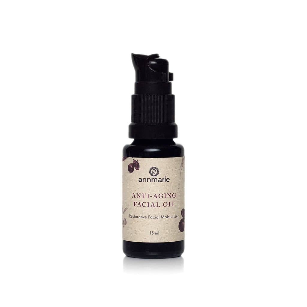 Anti-Aging Facial Oil restorative facial moisturizer bottle, 15 ml.