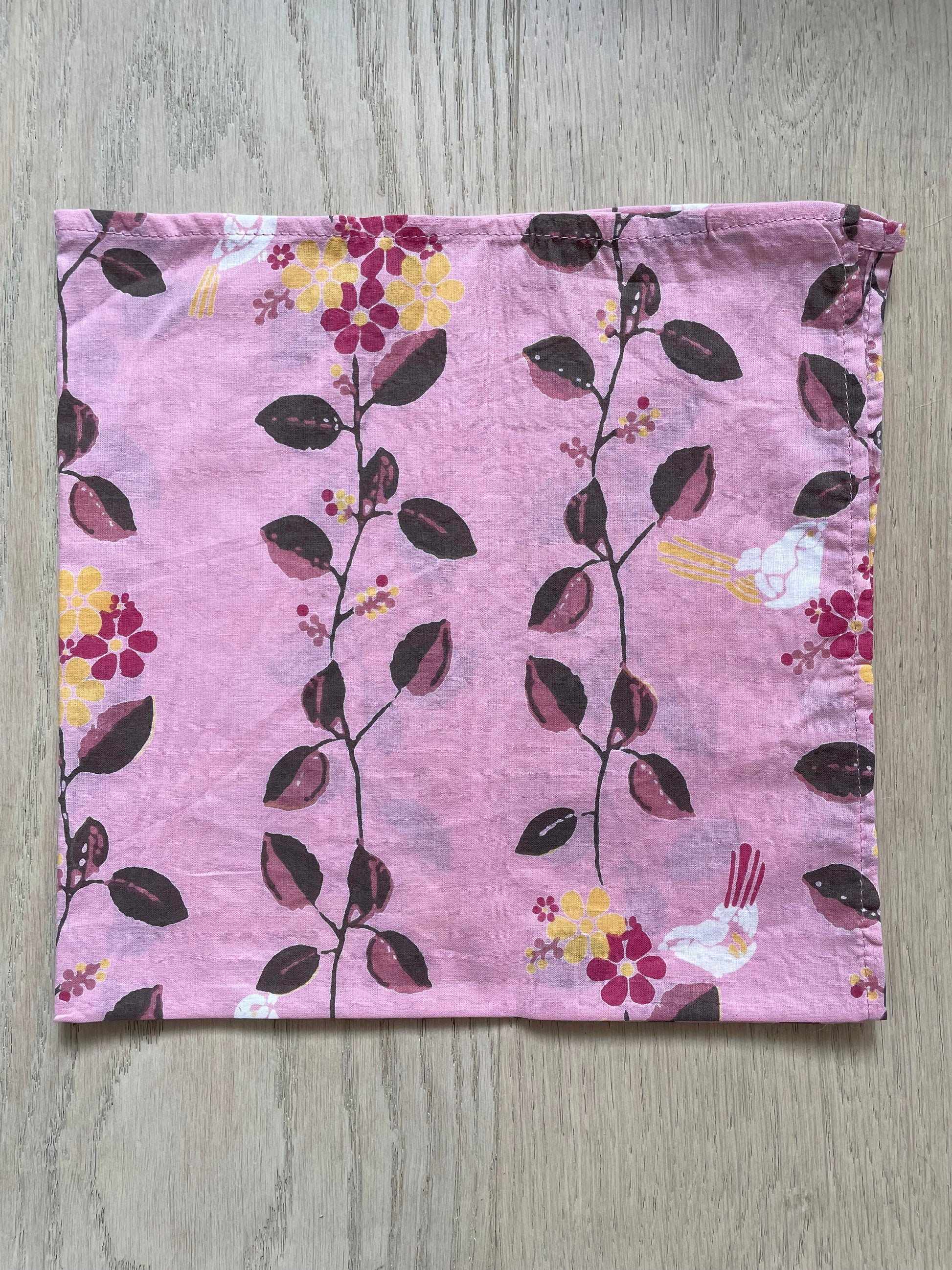 Bandana Scarf - Birdie on a Vine Blush Square Flat lay