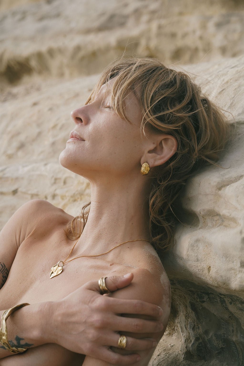 Gold Nugget Dome Earrings - Dea Dia