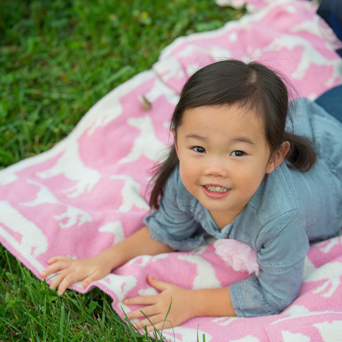 in2green Eco Baby Throws Baby Reversible Cotton Knit Blanket - Pony