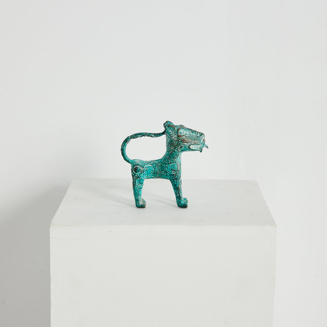 African Bronze Mini Benin Leopard Sculpture
