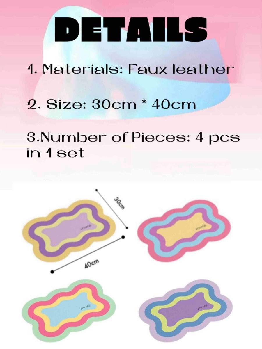 Dopamine Scalloped - edge Placemat Set Of 4 Pcs for Whimsical Table Setting - Scalloped - edge Placemat - Yellow + Purple - INSPECIAL HOME