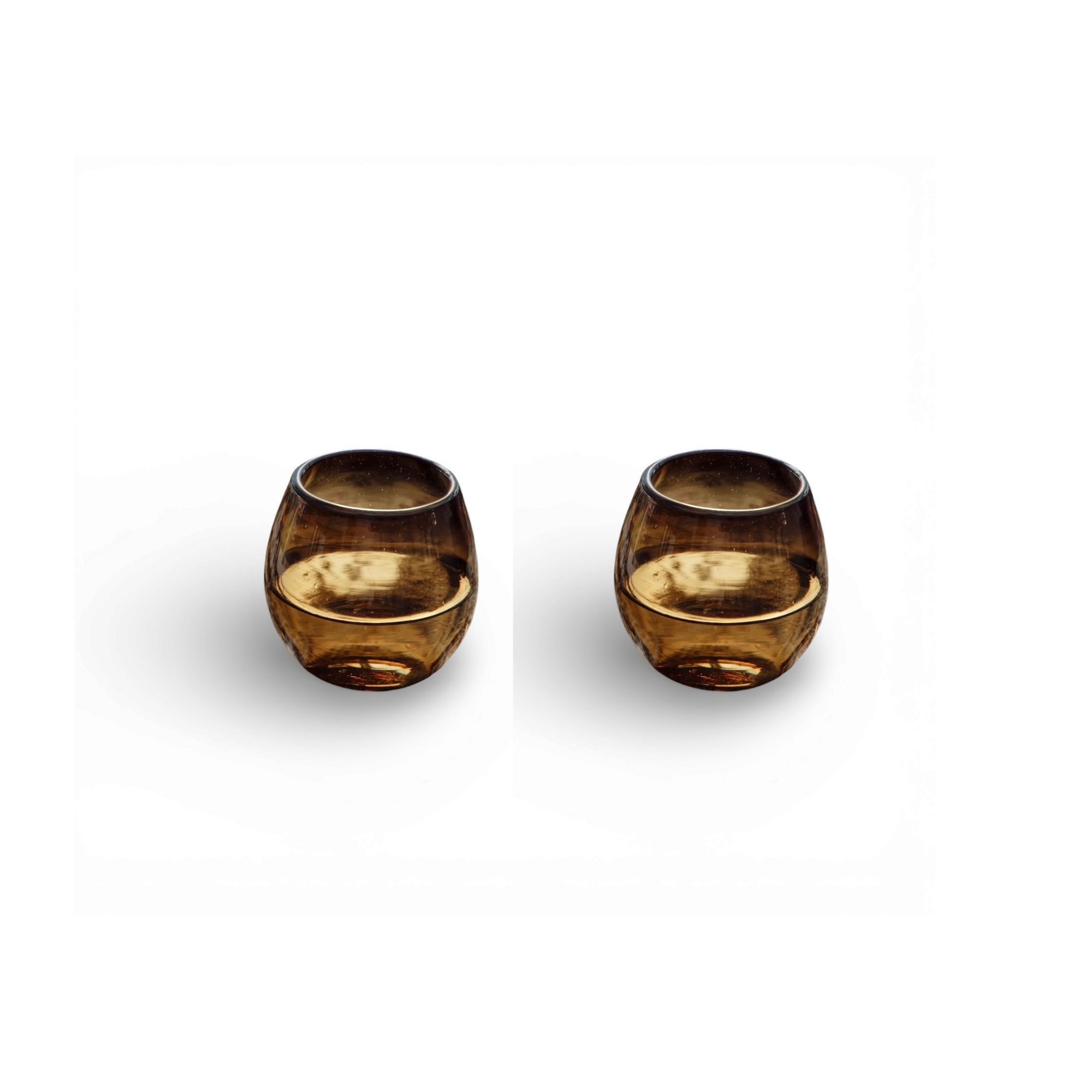 Ronde Blown Glass, Amber, Set of 2