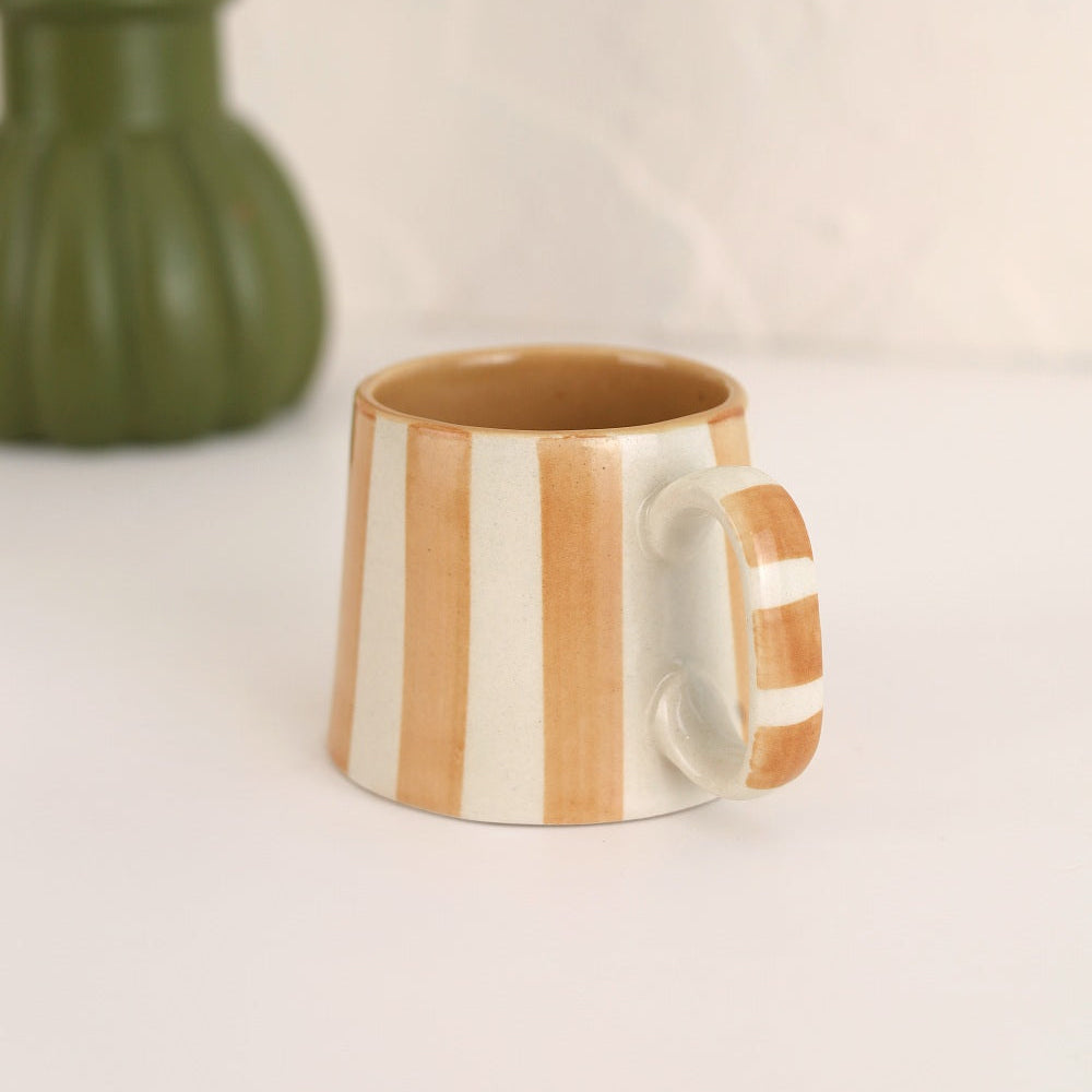 Ceramic Brown Stripe  Coffee cup- 220ml (SET OF 4)