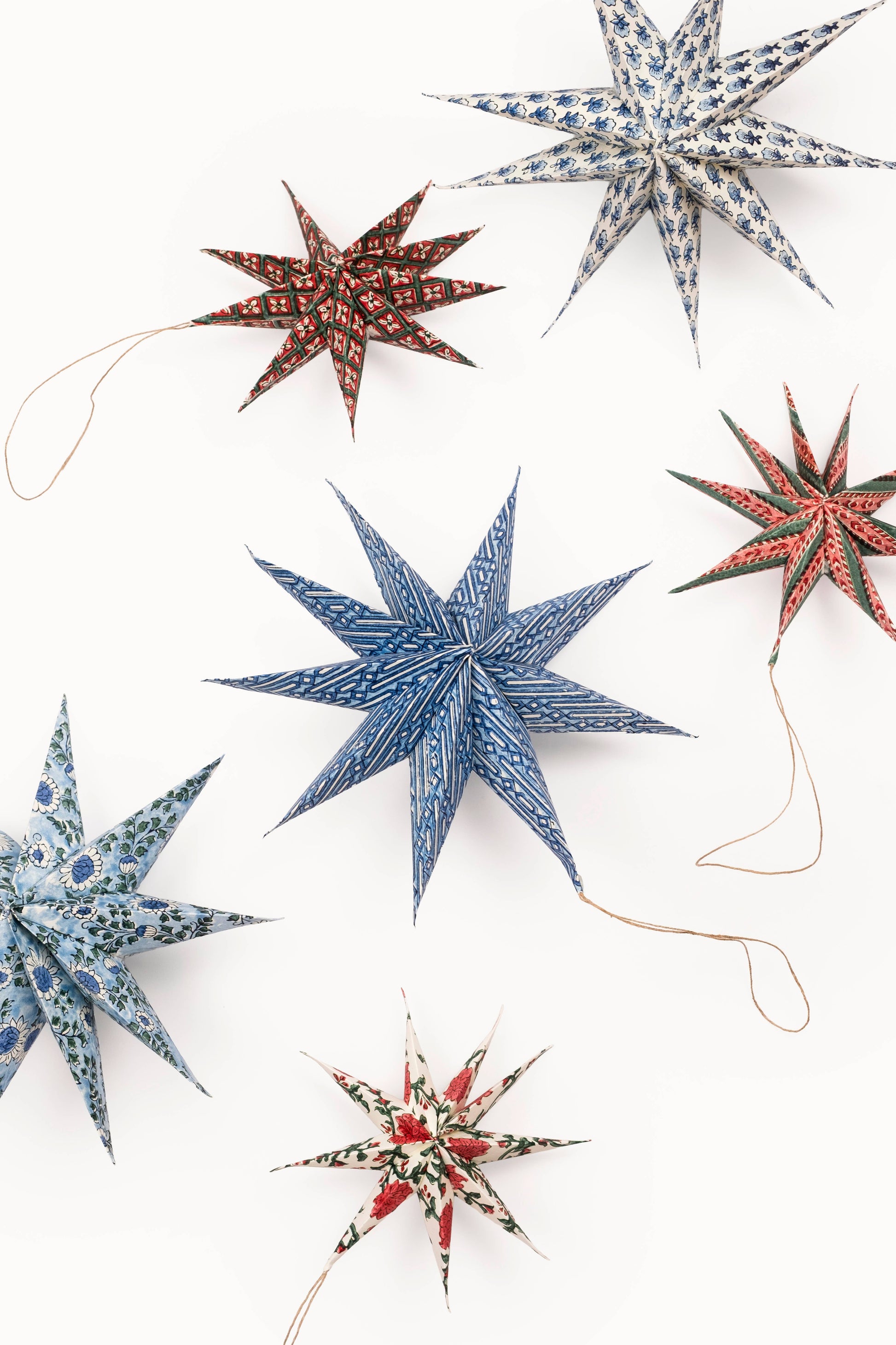Large Blue Starlight Holiday Ornament Decor Stars (Set of 3)