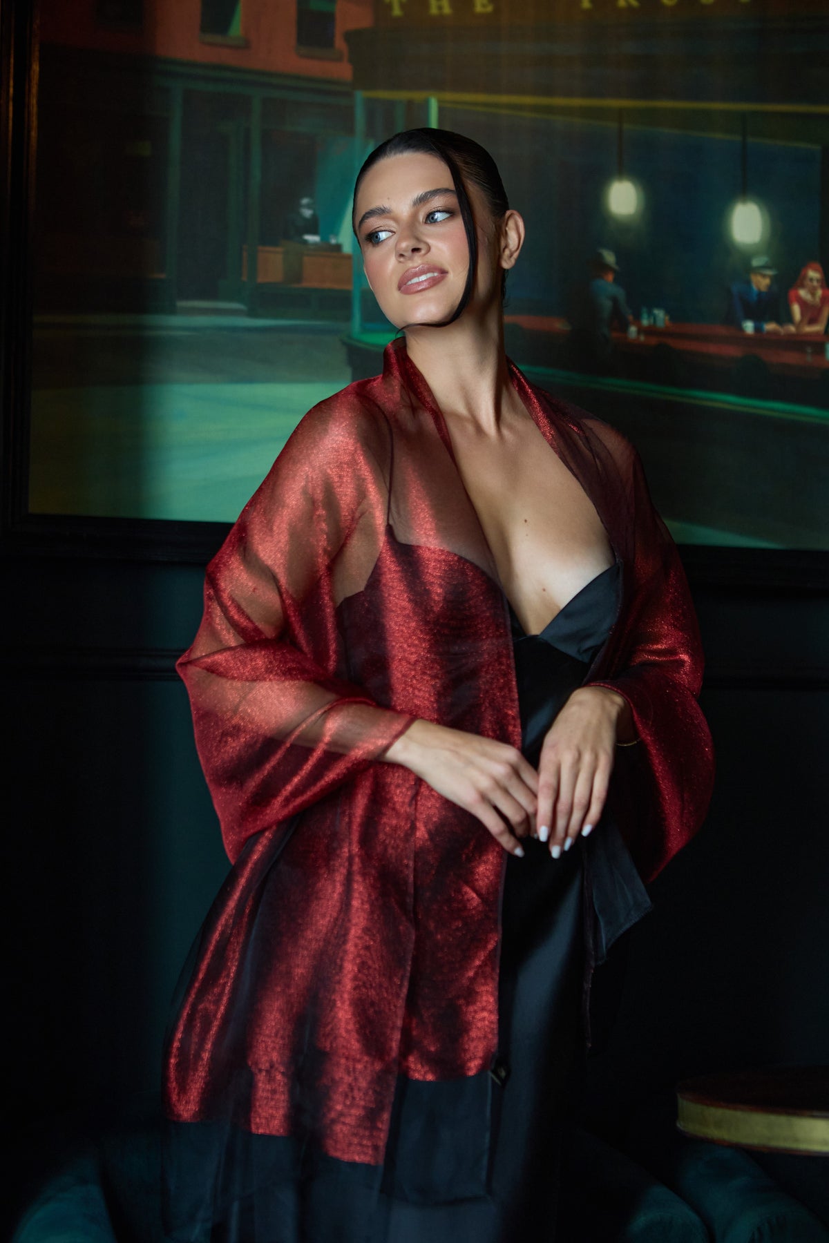 Silk Glimmer Scarf - Dark Red