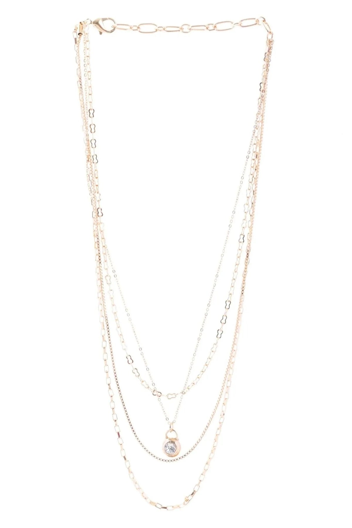 Layered Gold Chain Delicate Pendant Necklace - Gold