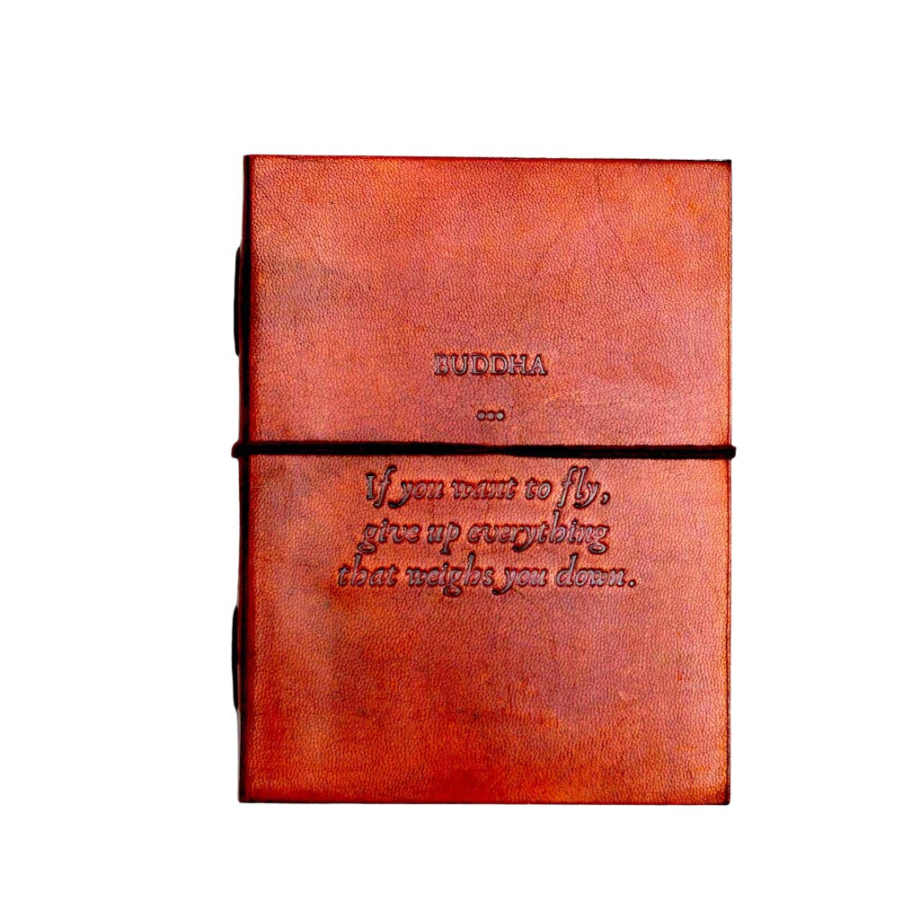 Artisan leather journal with poetic quote embossed – sustainable notebook for mindful writing and creative flow