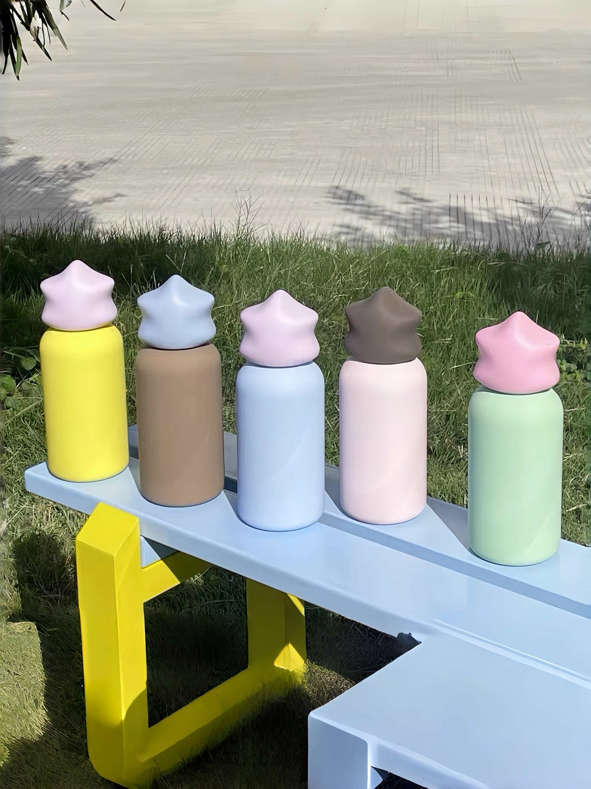Dopamine Pastel Star Stainless Steel Thermos, Cute Compact Lightweight Vacuum Insulated Water Bottle -Thermoses- Pastel Star Thermos-Purple/Yellow - Inspecial Home