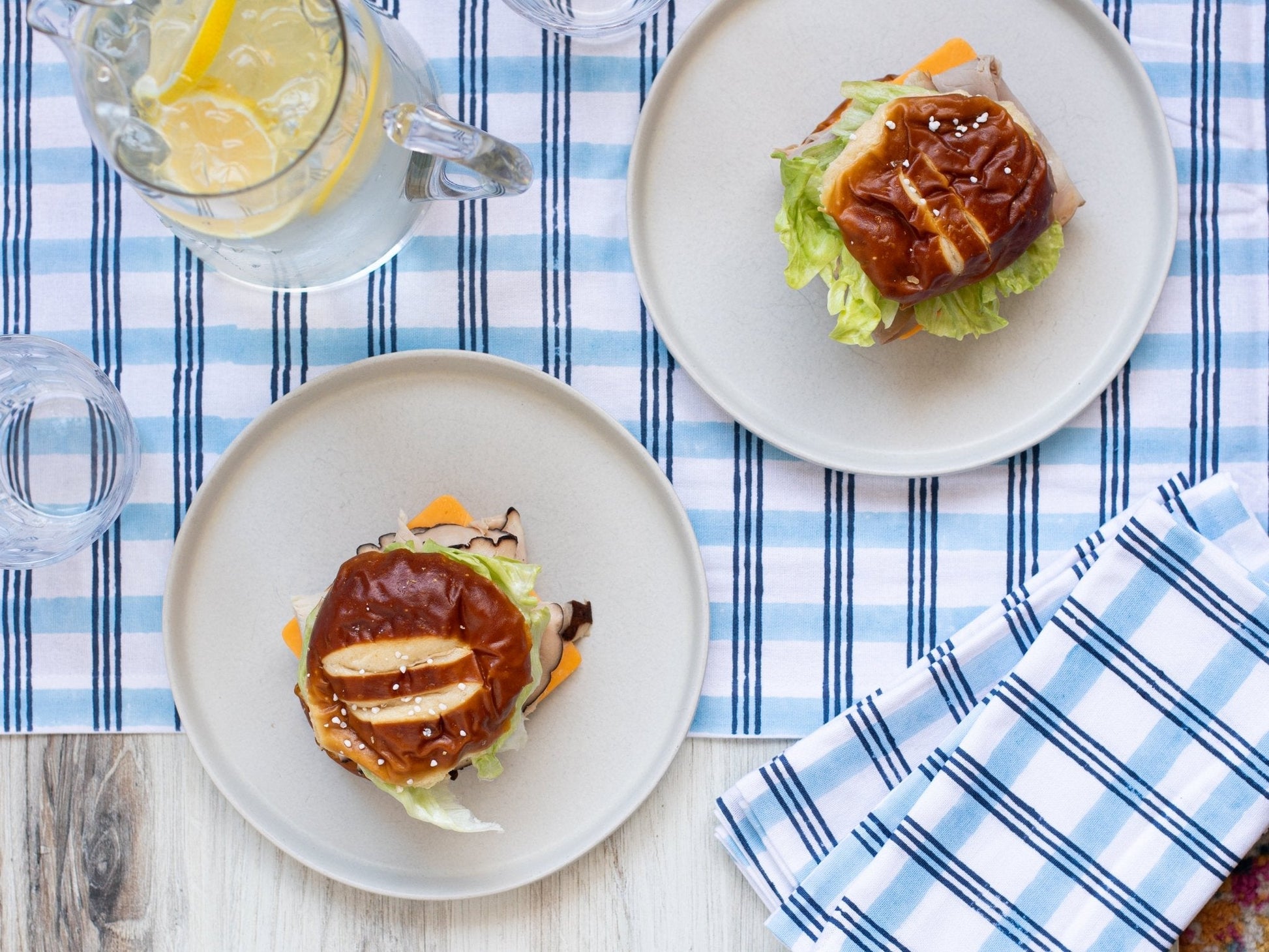 Organic Napkins (set of 4) - Plaid, Navy & Uniform Blue - The Mended Company