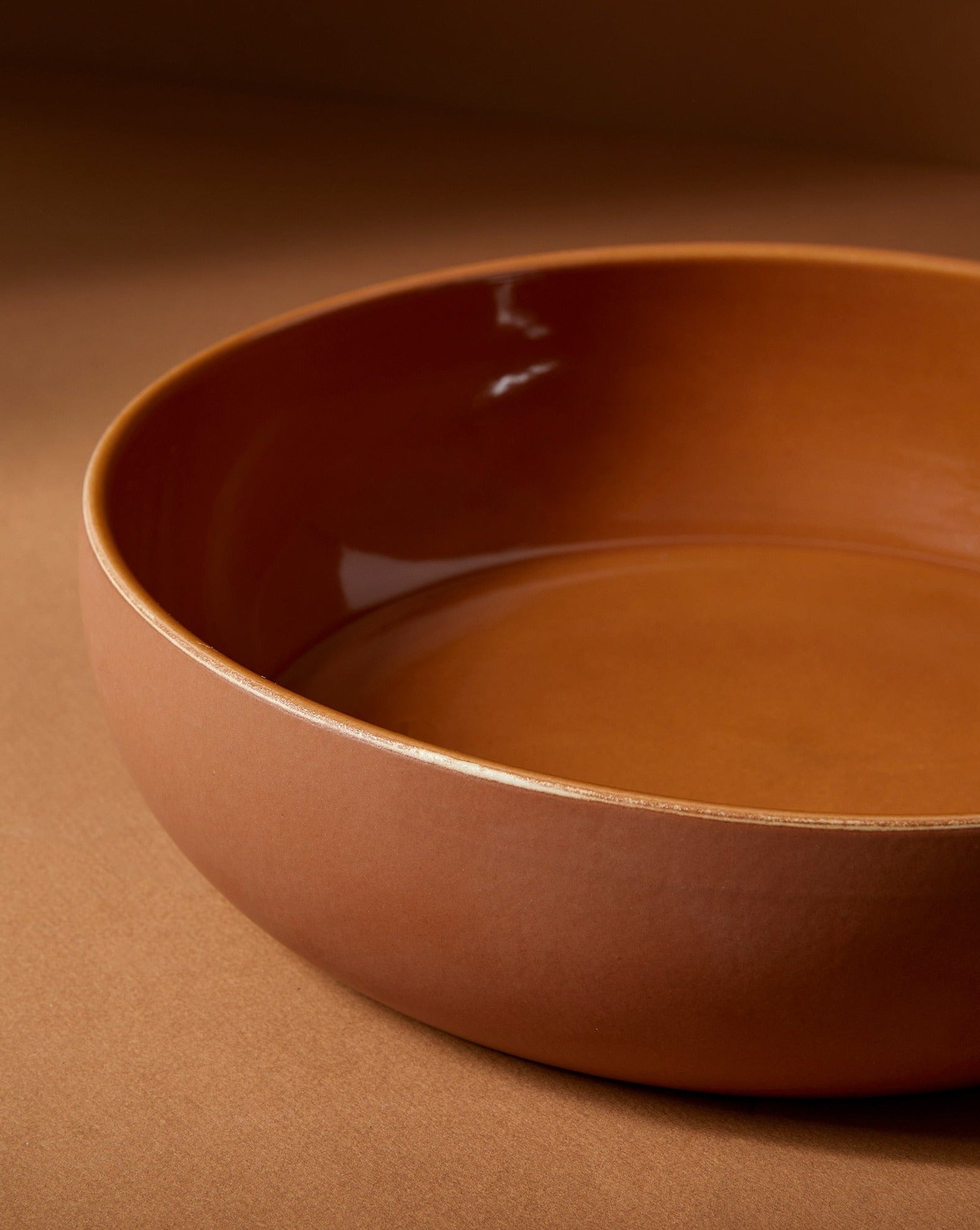 stoneware shallow bowl terracotta