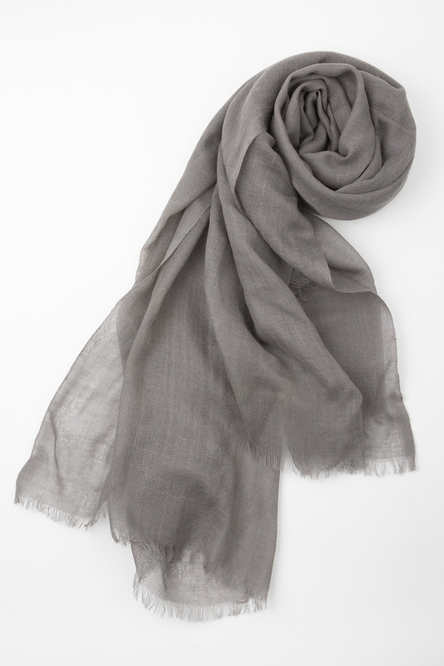 Woolen Fringe Scarf - Dark Gray