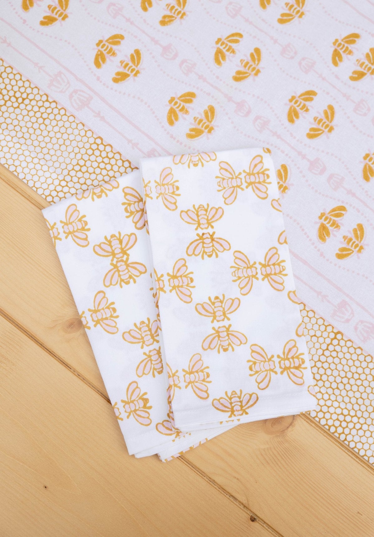 Organic Napkins (set of 4) - Honeybee - Rose & Mustard - The Mended Company