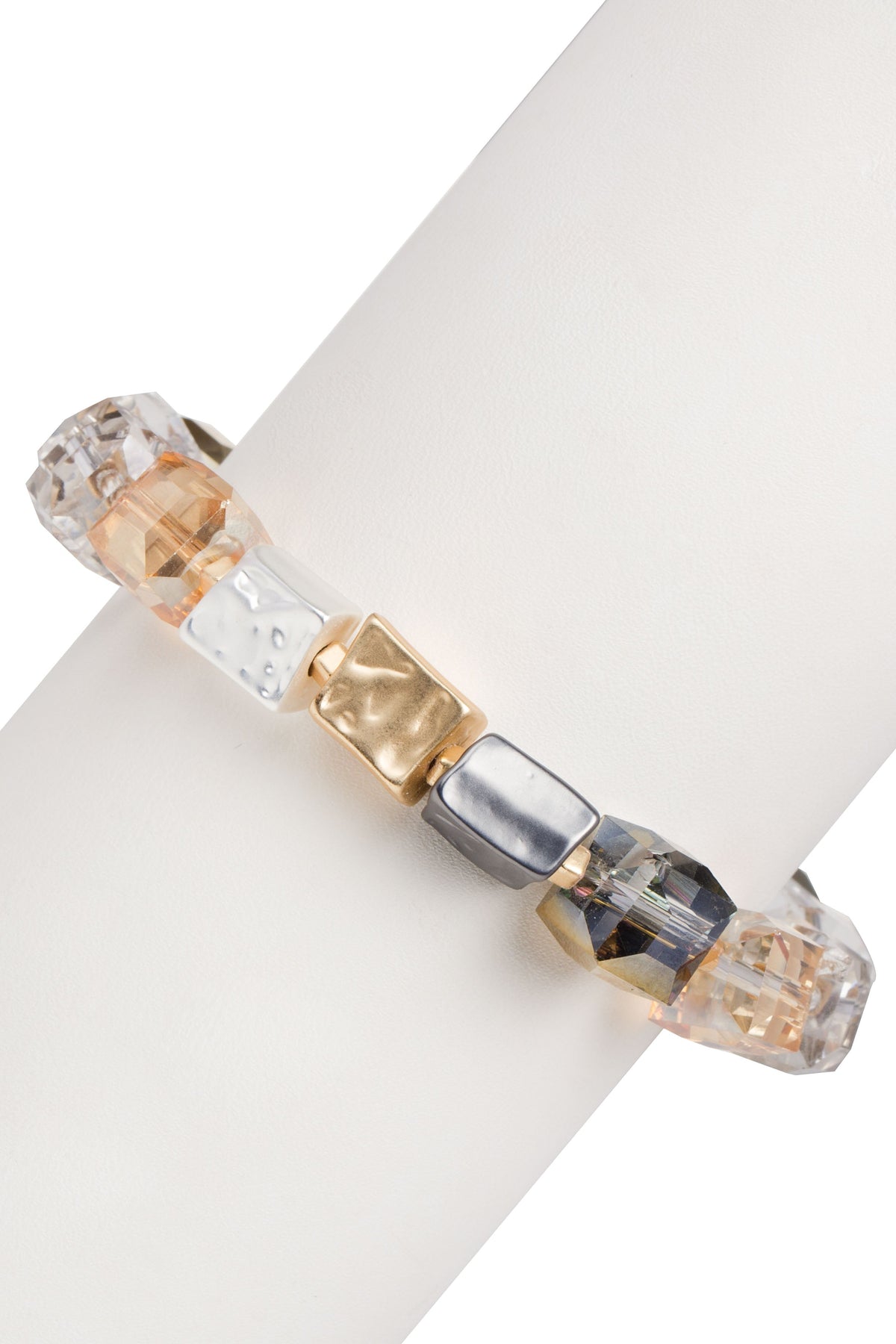 Faceted Bead & Stone Bracelet - Gold