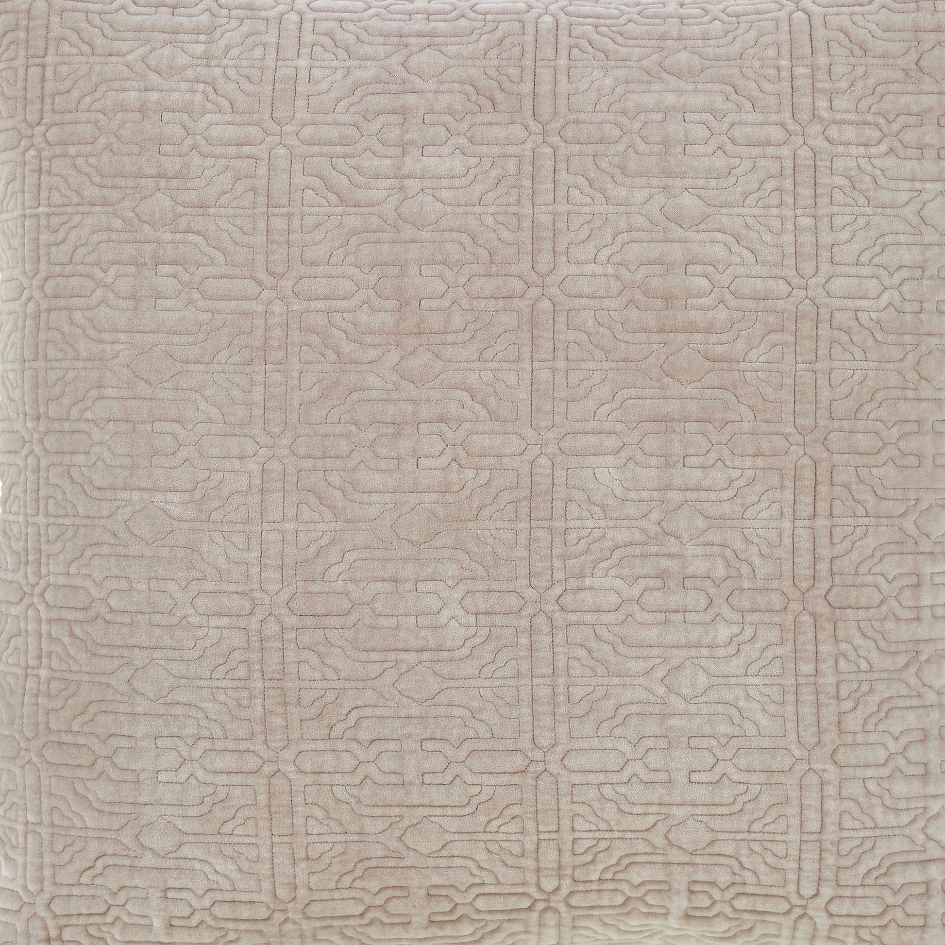 ES-331-2626_2|Luxurious beige velvet quilt, showcasing an intricate geometric quilted pattern for texture and elegant room design.