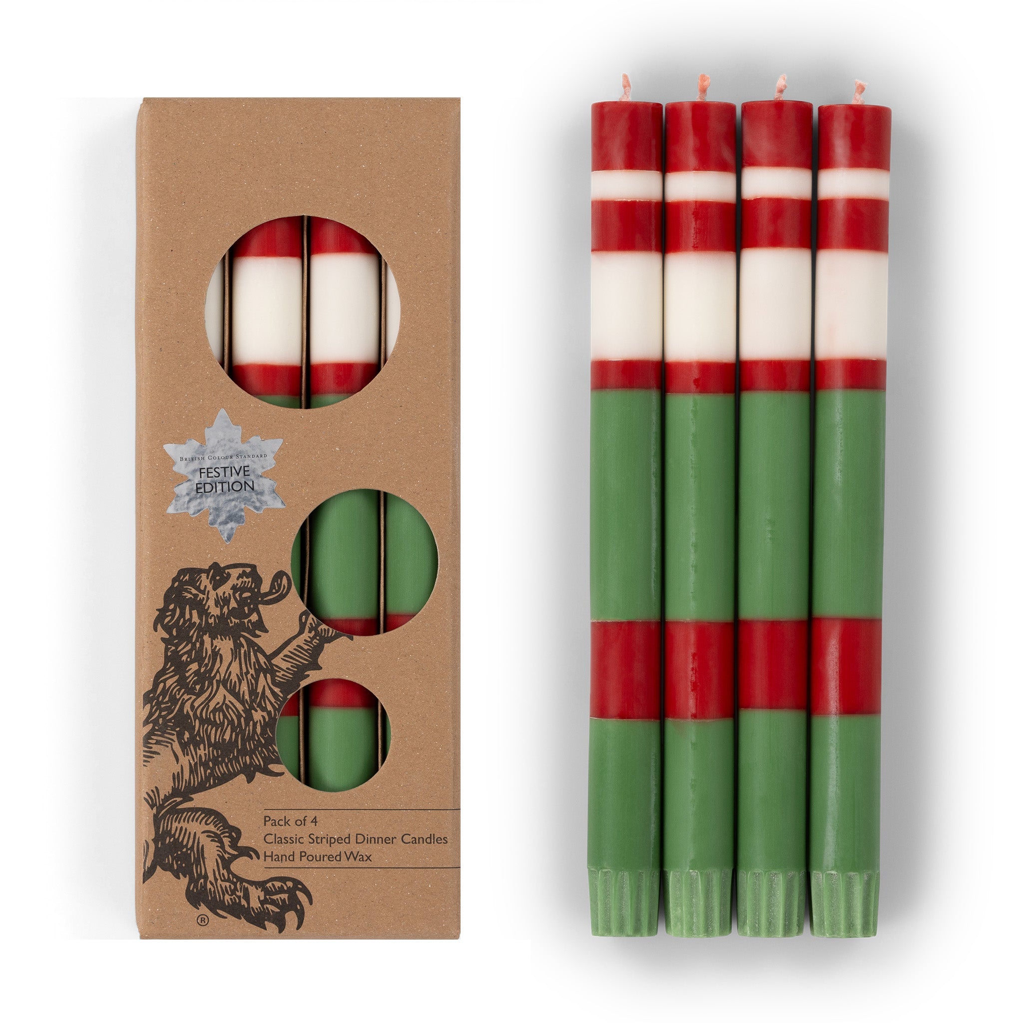 Striped Dinner Candles Holiday Set
