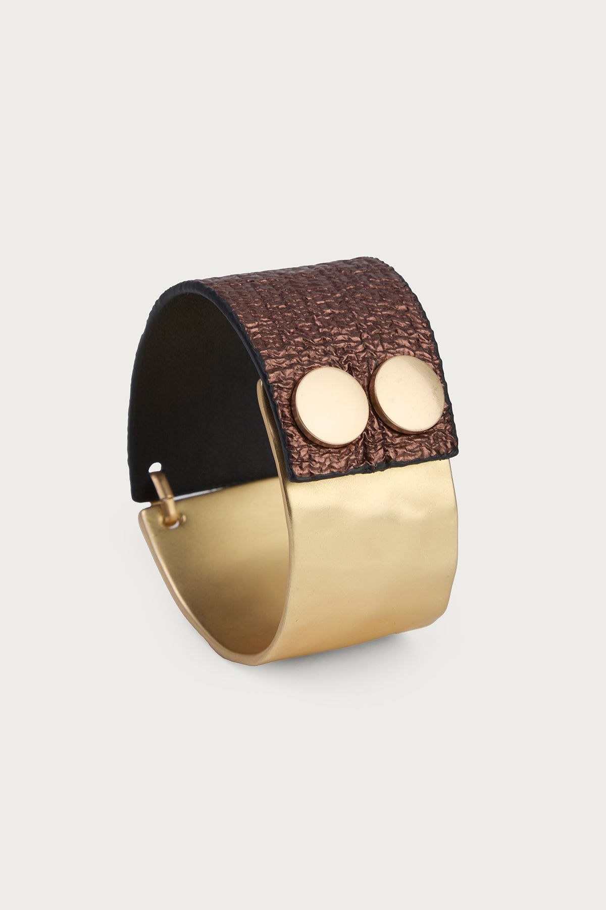Ruffle Leather Metal Bracelet - Gold