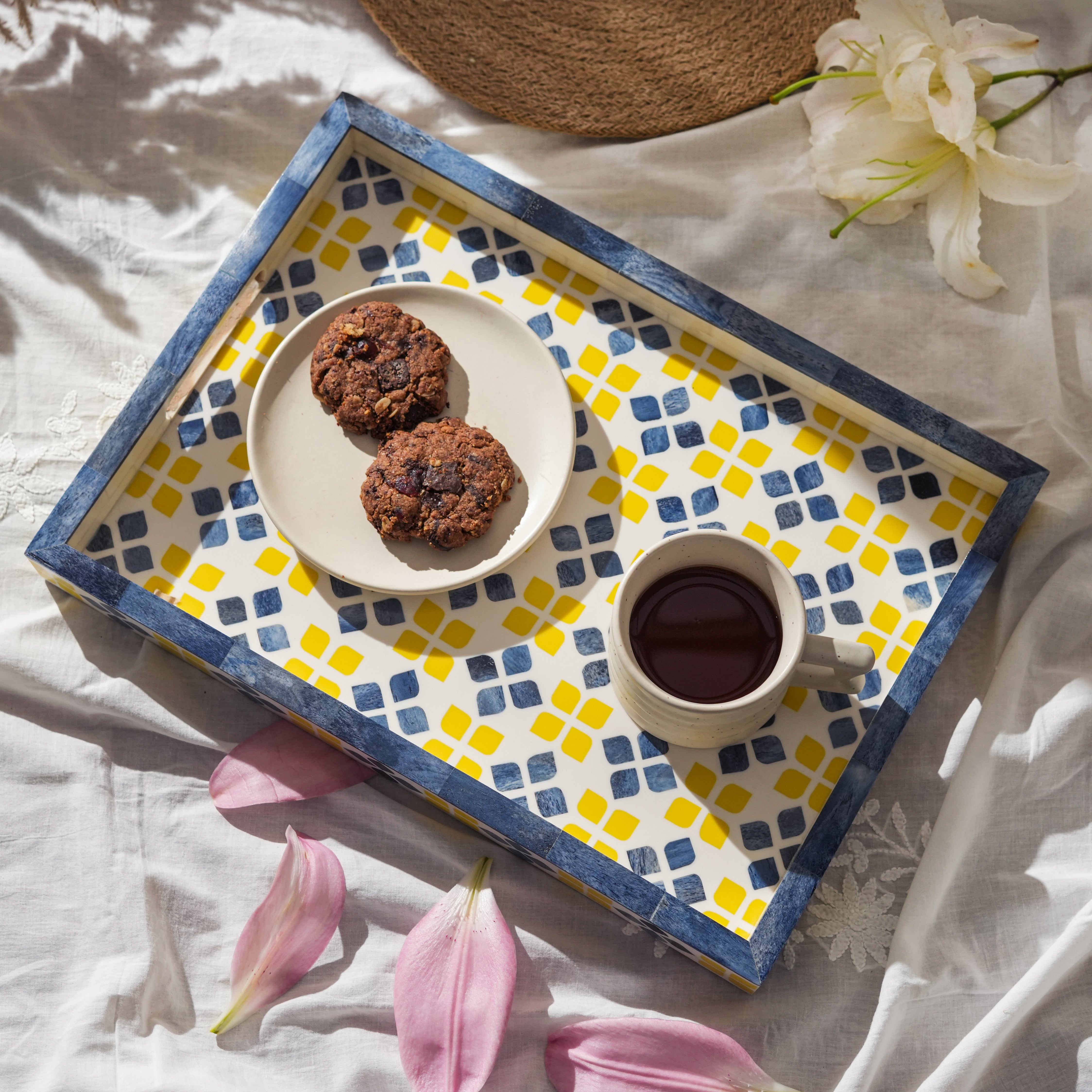 Marigold Mosaic Bone Inlay Tray - Thumbnail 5