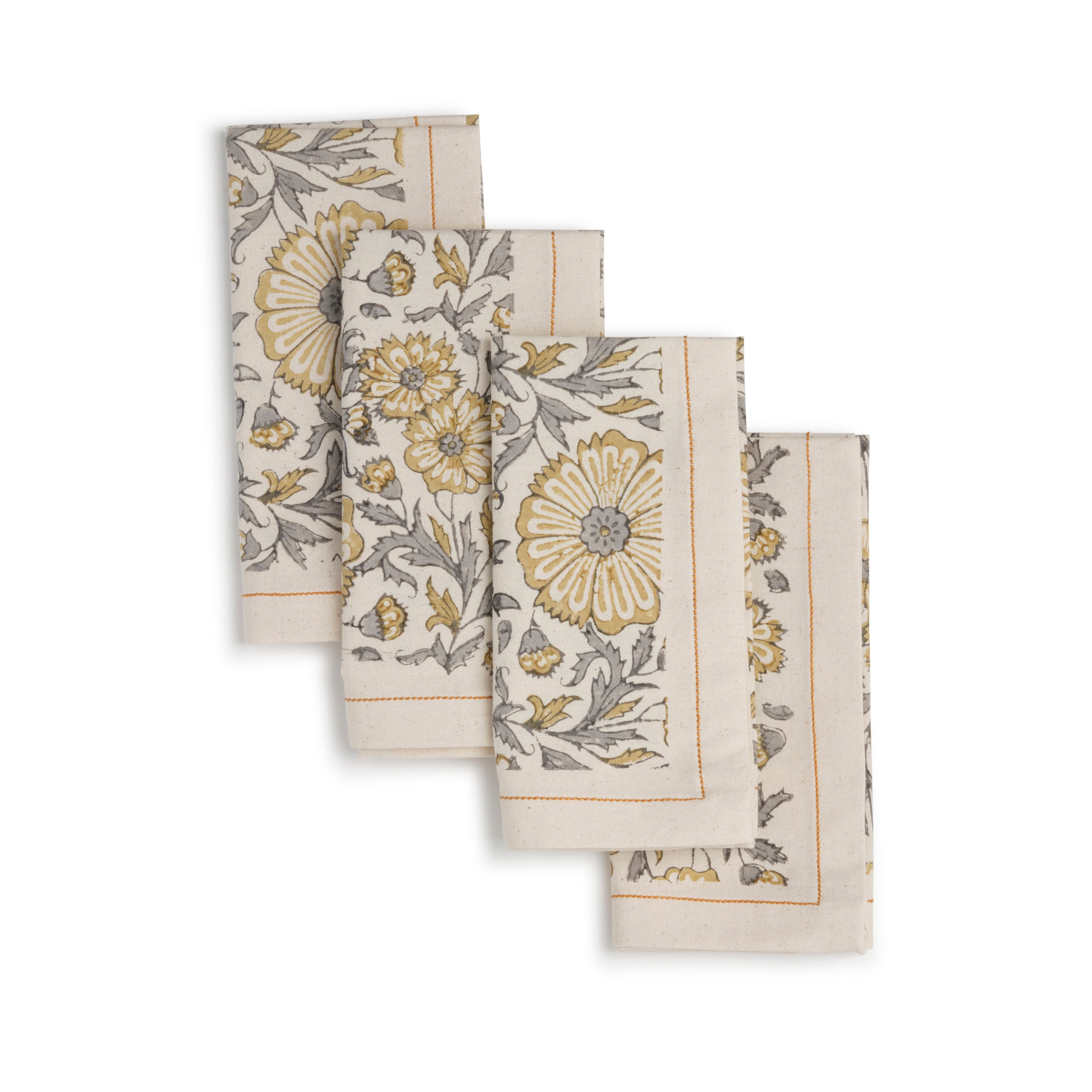 BREAZEALE Hand Block Printed Napkins - Set of 4. Cotton - Fair Trade - Artisan Made