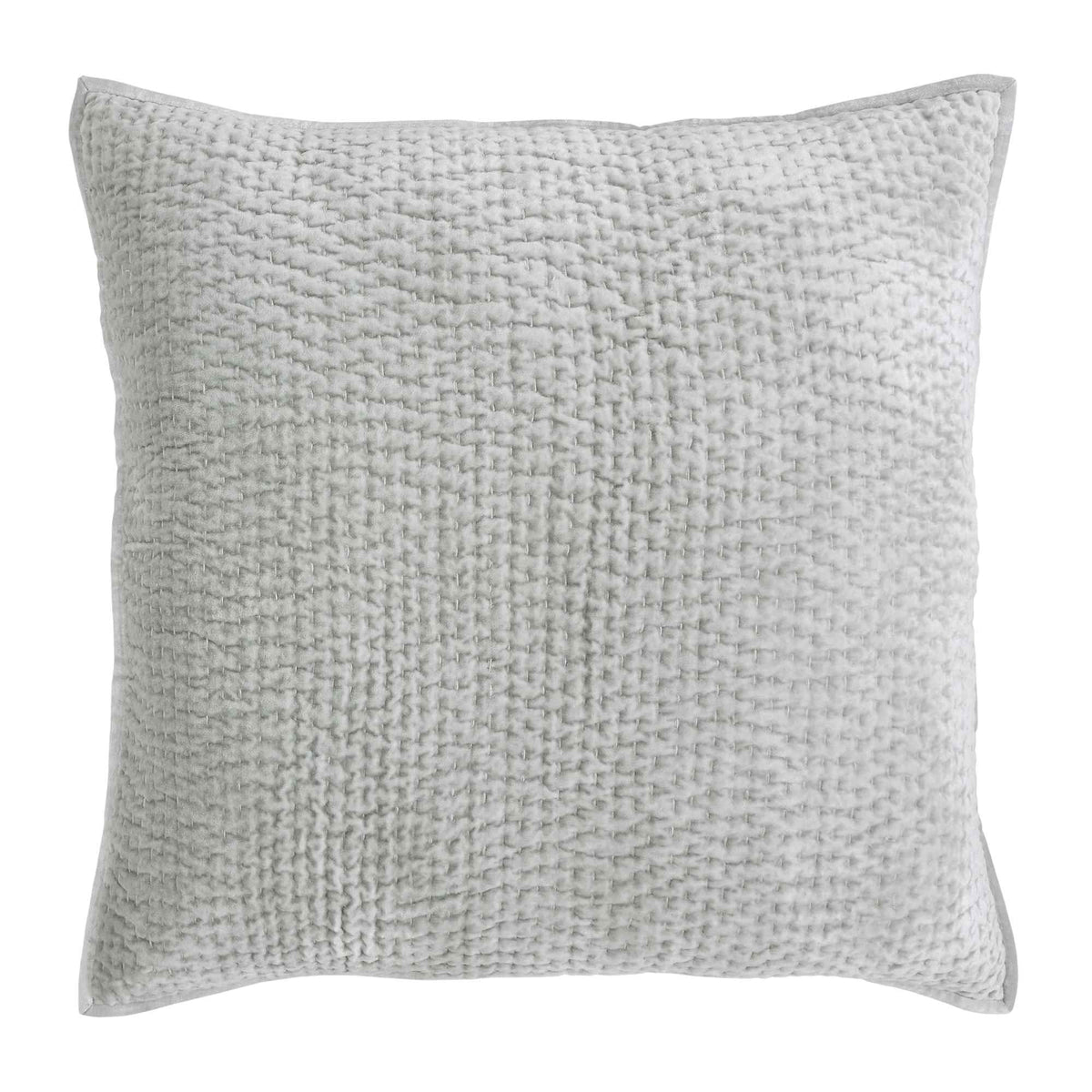 DE-183-3137_1|Light sage grey quilted decorative pillow coverlet, features a subtle bumpy grid texture, perfect for modern beds.