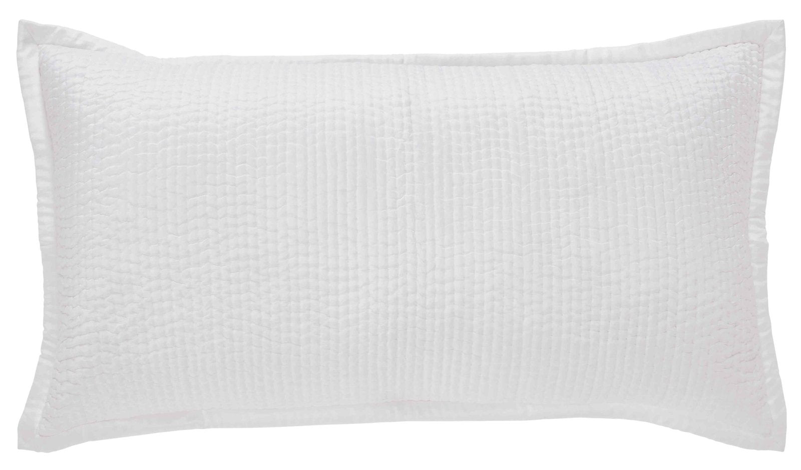 KS-165-2036-LOT1_1|White quilted rectangular pillow sham, showcasing subtle textured rectangular patterns for a crisp, modern bed.