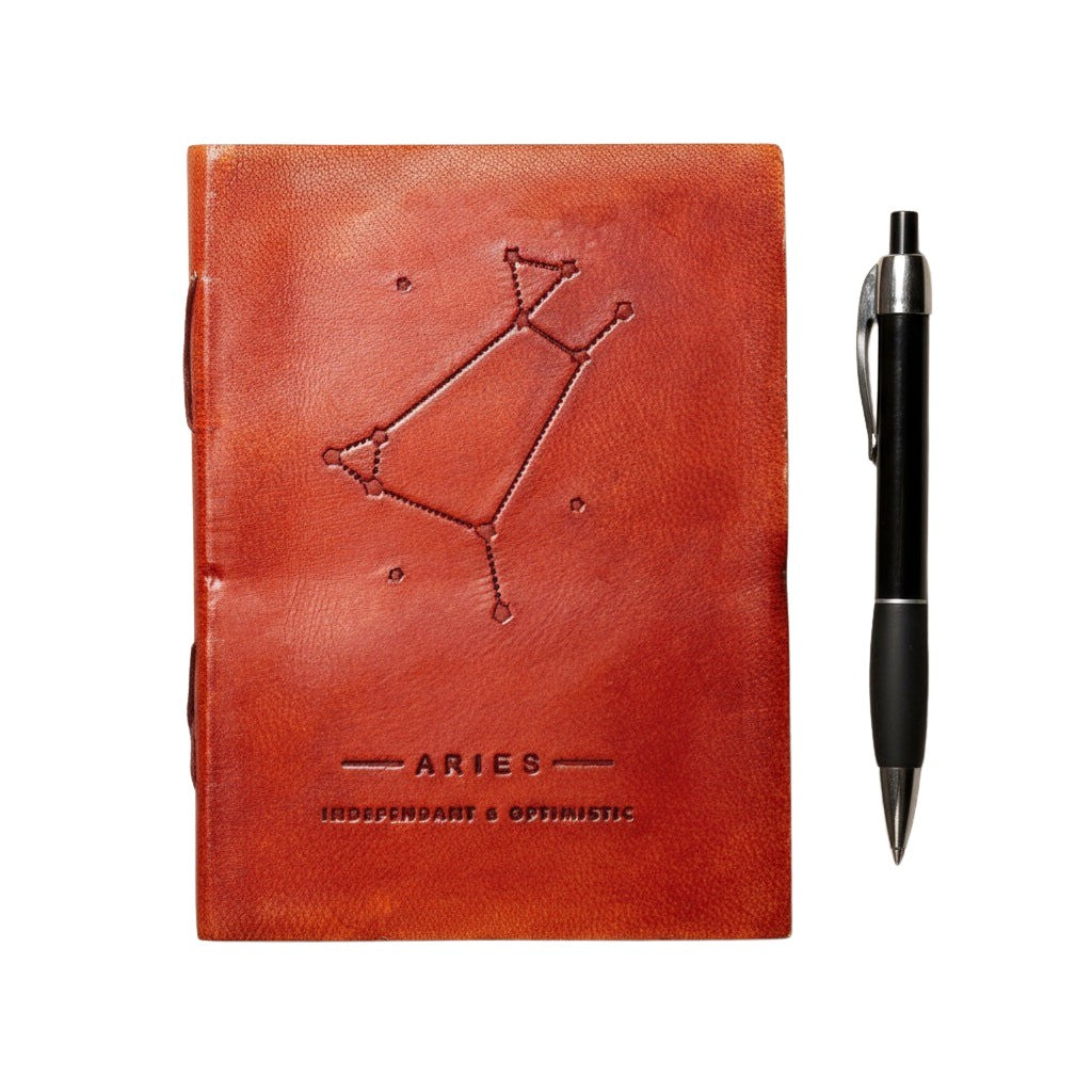 Astrology journal in leather cover – beautifully crafted for writing about your zodiac journey and planetary alignments