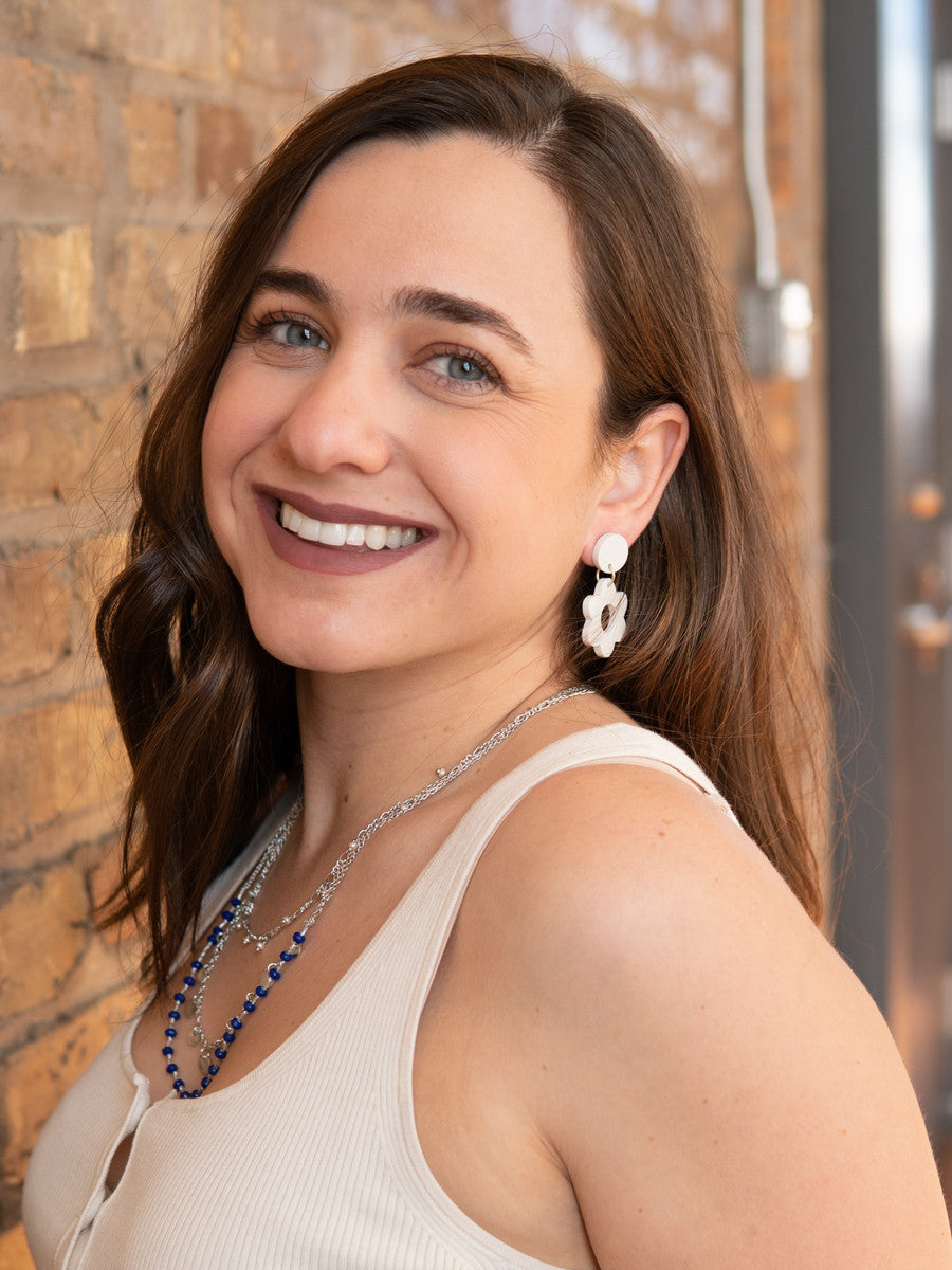 white clay simple flower earrings | Fair Anita