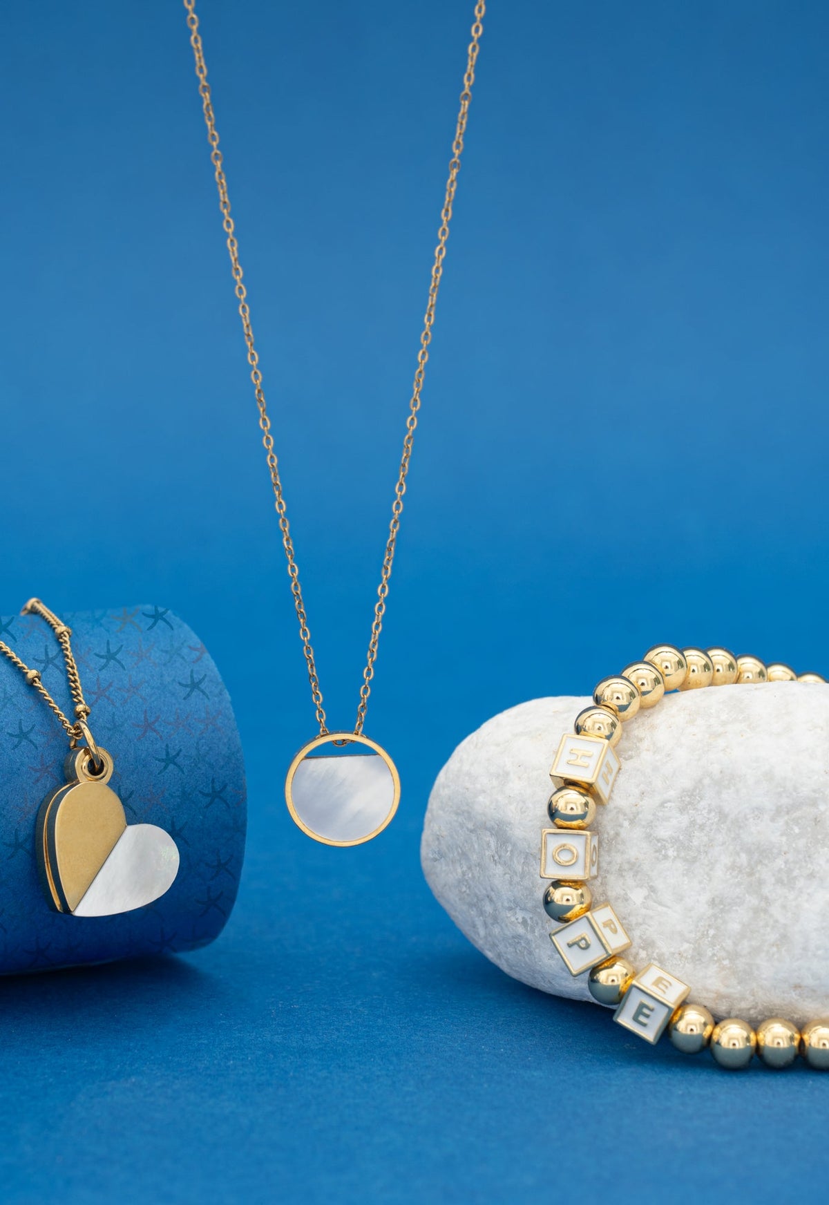 Matching jewelry set of gold and pearl jewelry pieces, meaningful and hopeful jewelry, women's hand made beautiful jewelry brand