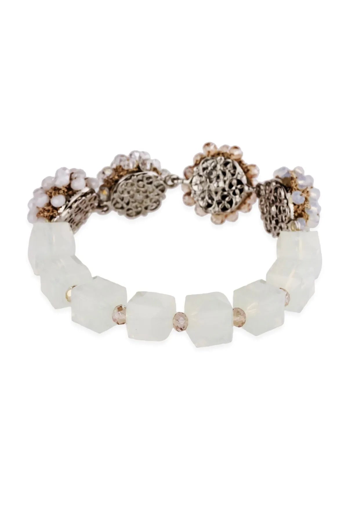 Clear Cluster Bracelet White
