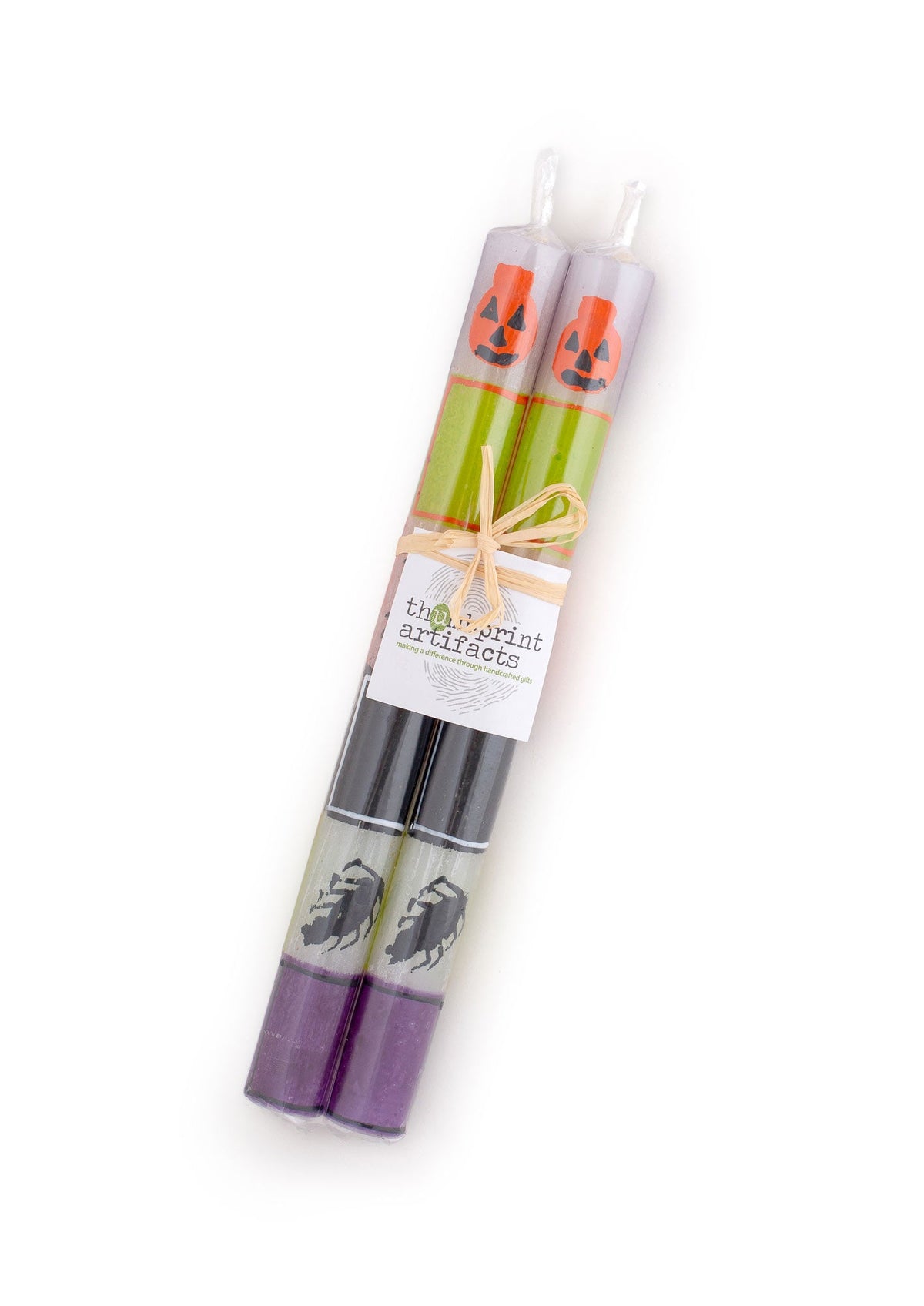 Halloween Candle - 9" Taper Pair - Patchwork