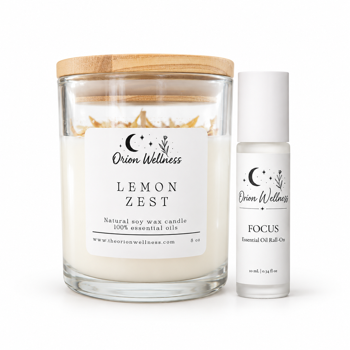 Morning Candle + Roll-On Duo by Orion Wellness on a white background